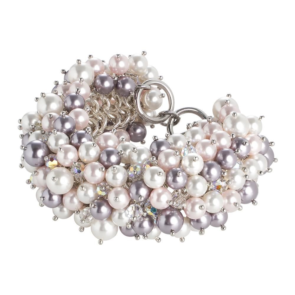 Bracciale con composizione di perle e cristalli Swarovski aurora boreale, mauve, rosaline e white Default Title