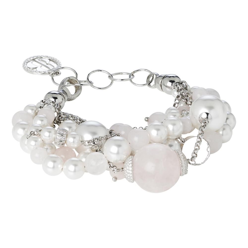 Bracciale con quarzo rosa e perle Swarovski white Default Title