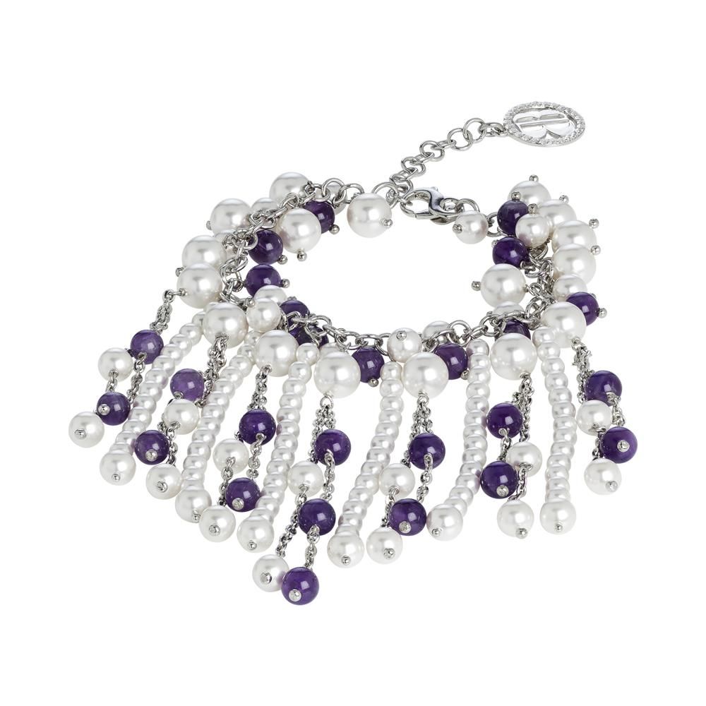 Bracciale con ametista e perle Swarovski white Default Title