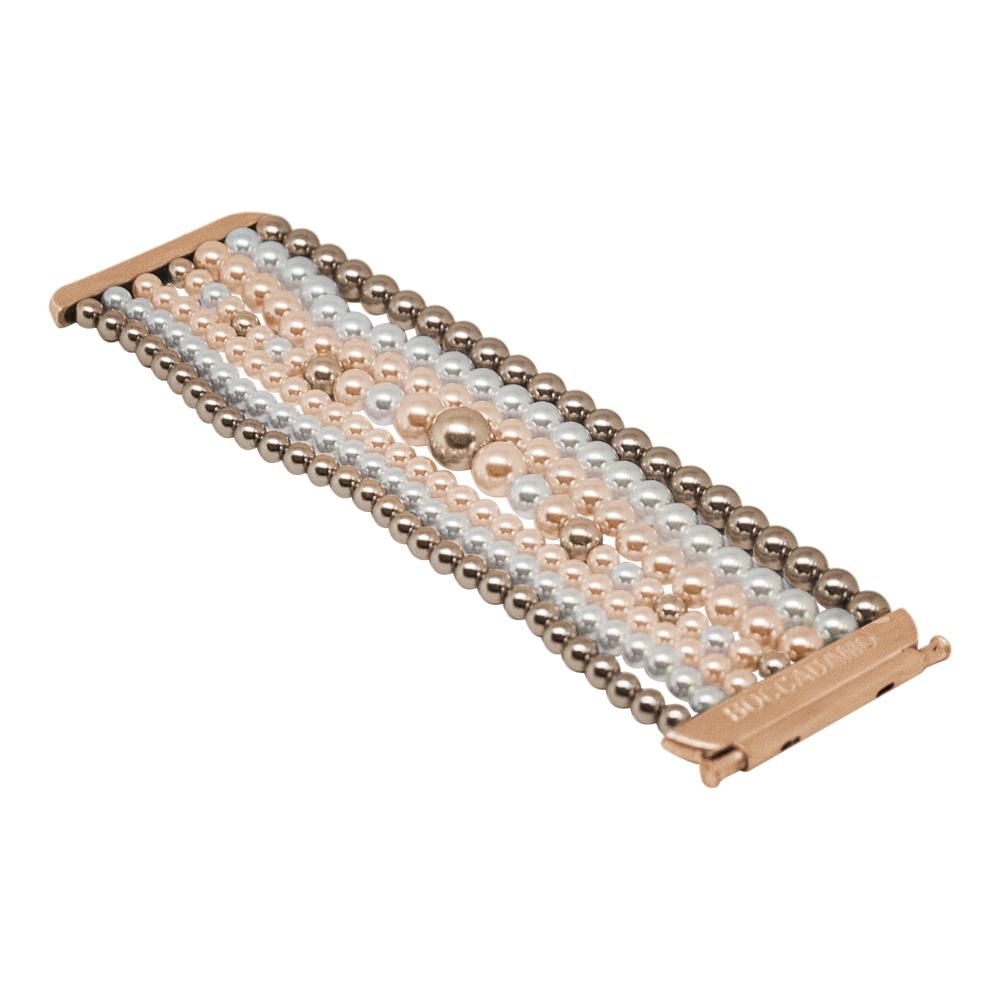 Bracciale a fascia morbida con perle Swarovski bronze, peach e white Default Title