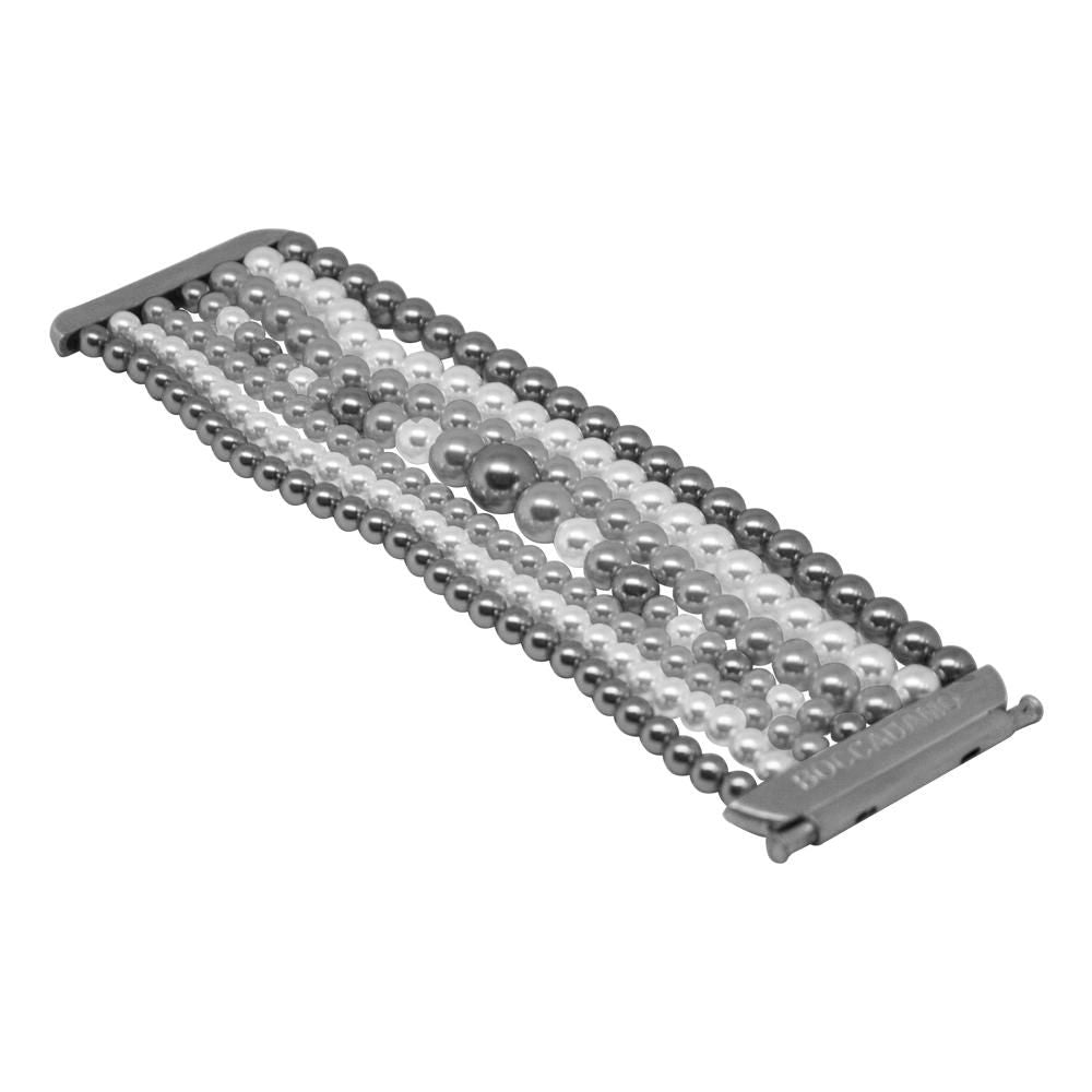 Bracciale a fascia morbida con perle Swarovski grey, light grey e white Default Title