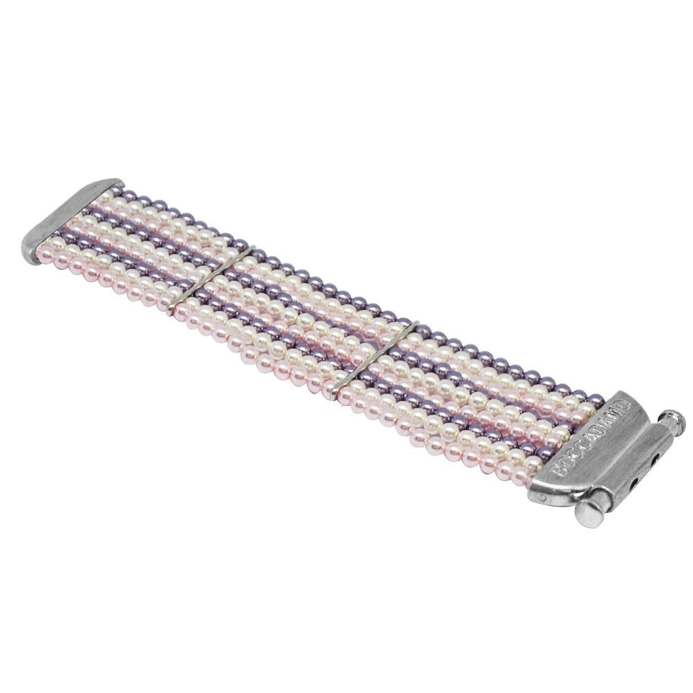 Bracciale a fascia morbida con fili di perle mauve, rosaline e white Default Title
