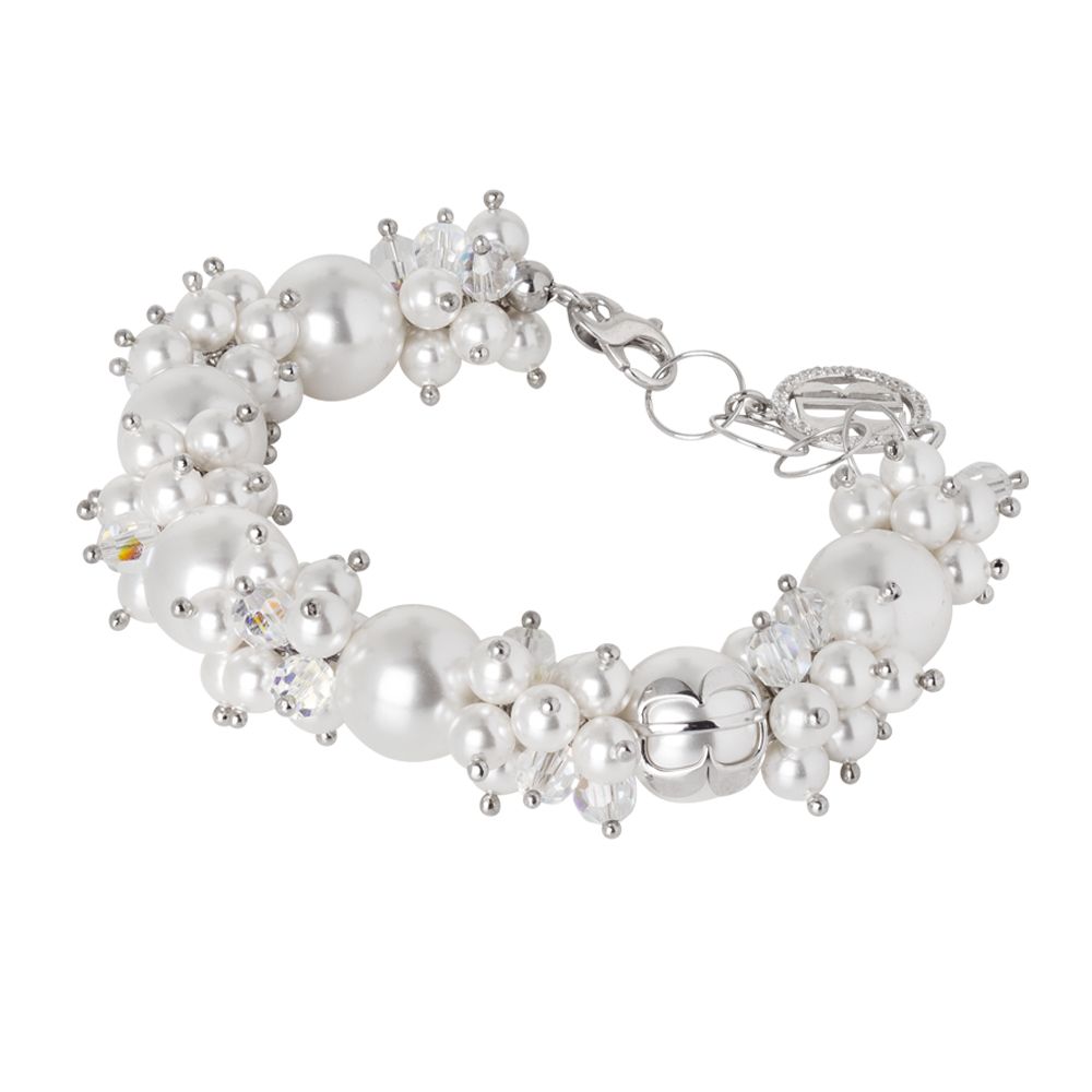Bracciale con perle e cristalli Swarovski bianchi e zirconi Default Title