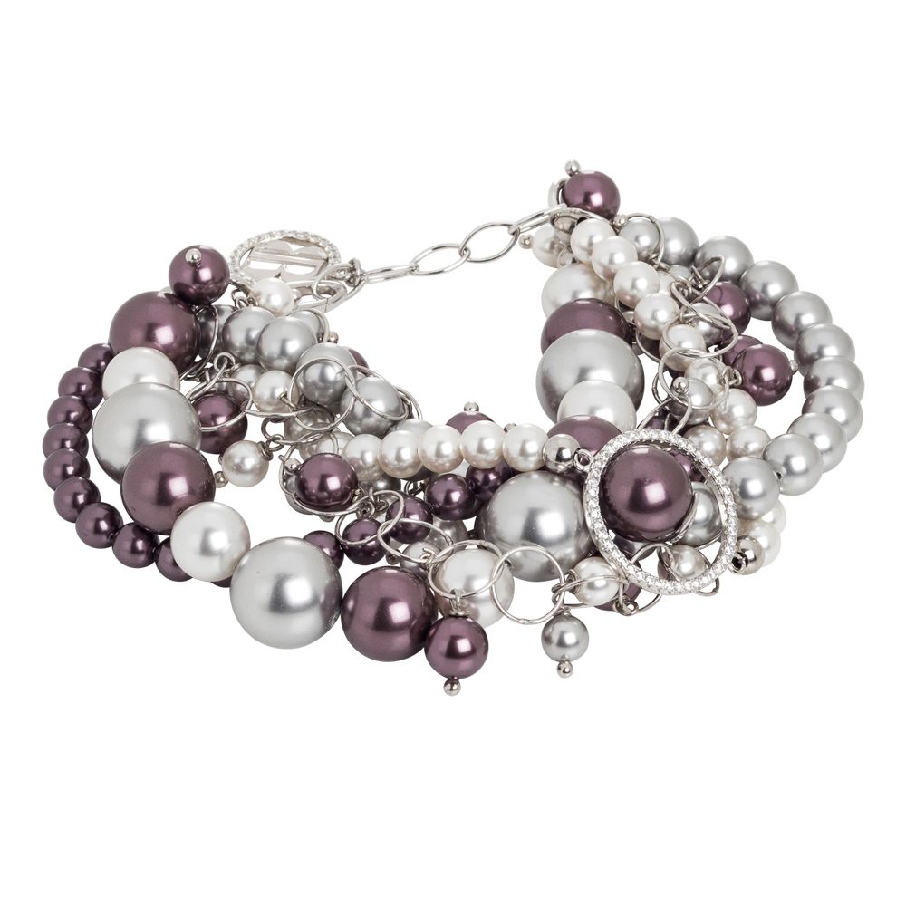 Bracciale con perle Swarovski burgundi, grey e zirconi Default Title