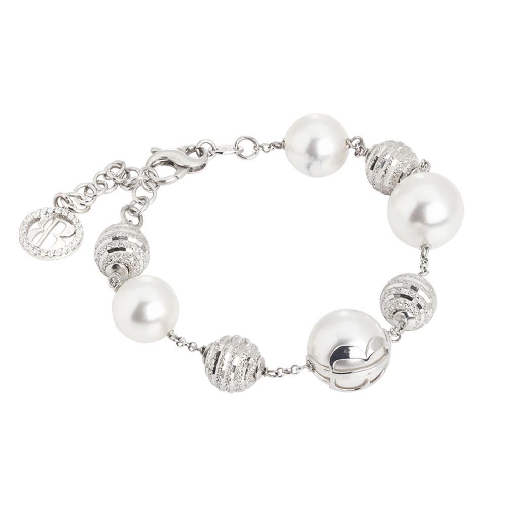 Bracciale con perle bianche Swarovski, diamantate e zirconi Default Title