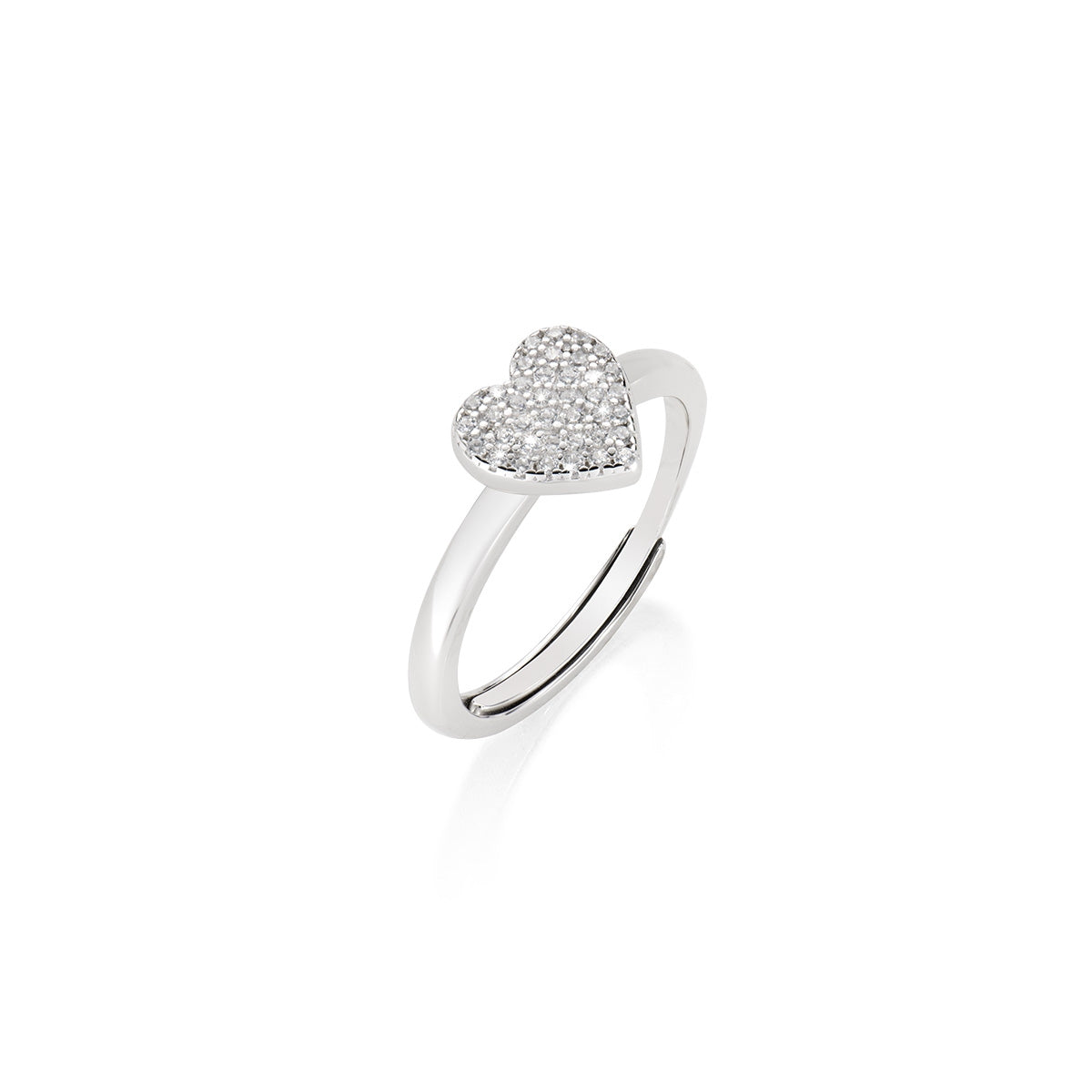 Anello Cuore Luminoso Pavé Regolabile
