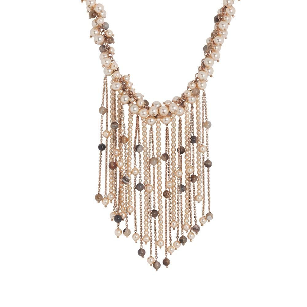 Collana con frange di perle Swarovski e pietre mix brown Default Title