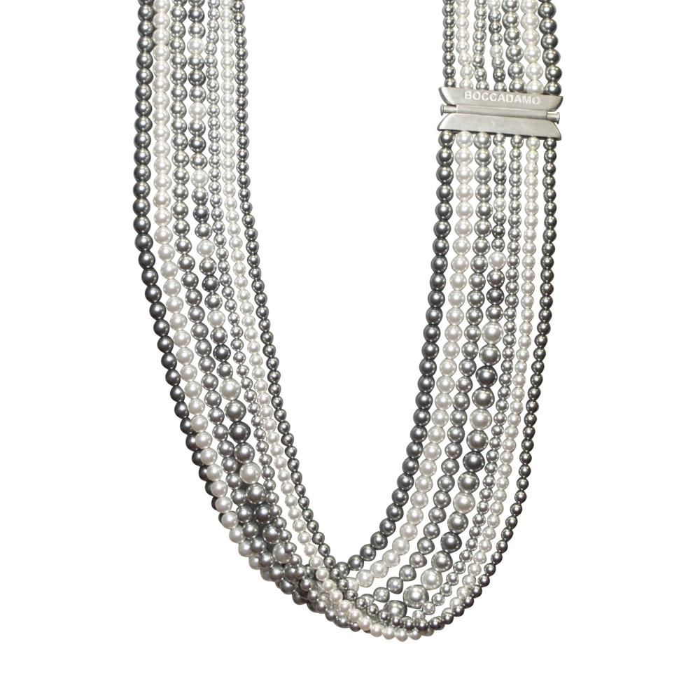 Collana multifilo di perle Swarovski grey e light grey Default Title