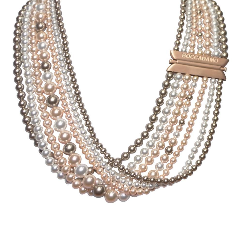 Collana multifilo con drappeggio di perle Swarovski bronze, peach e white Default Title