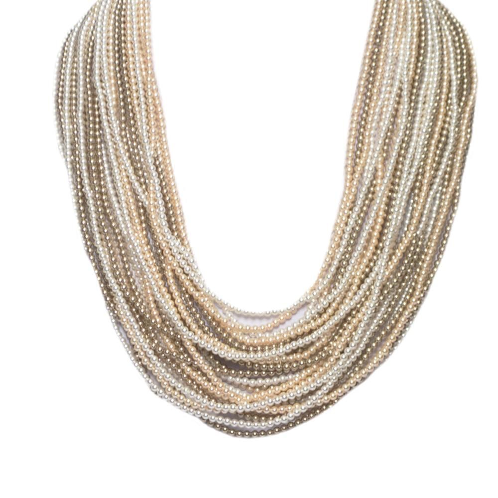 Collana con 21 fili degradè di perle Swarovski bronze, peach e white Default Title