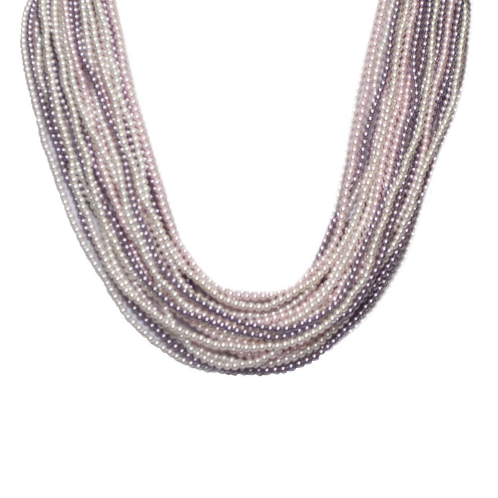 Collana con 21 fili degradè di perle Swarovski mauve, rosaline e white Default Title