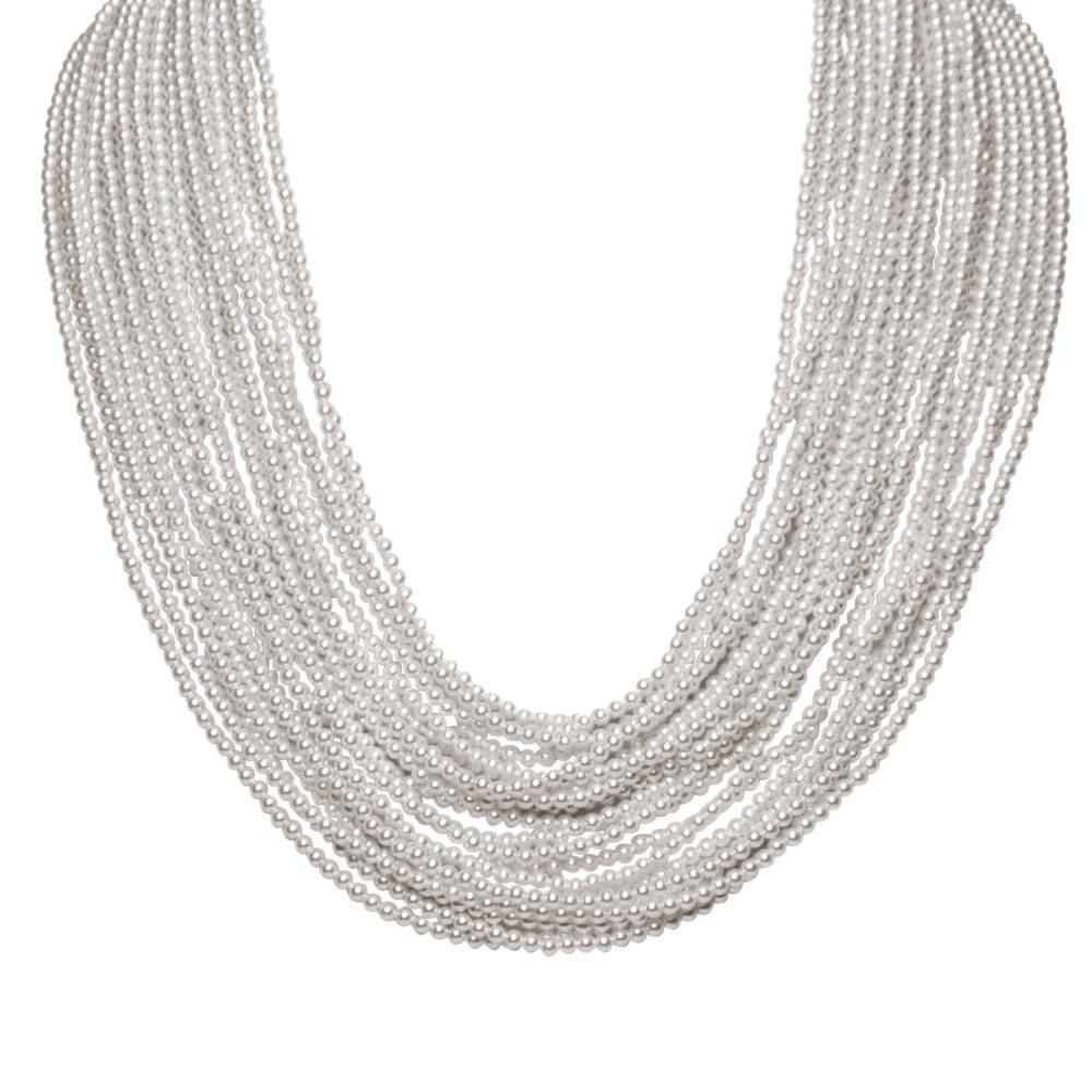 Collana con 21 fili degradè di perle Swarovski white Default Title