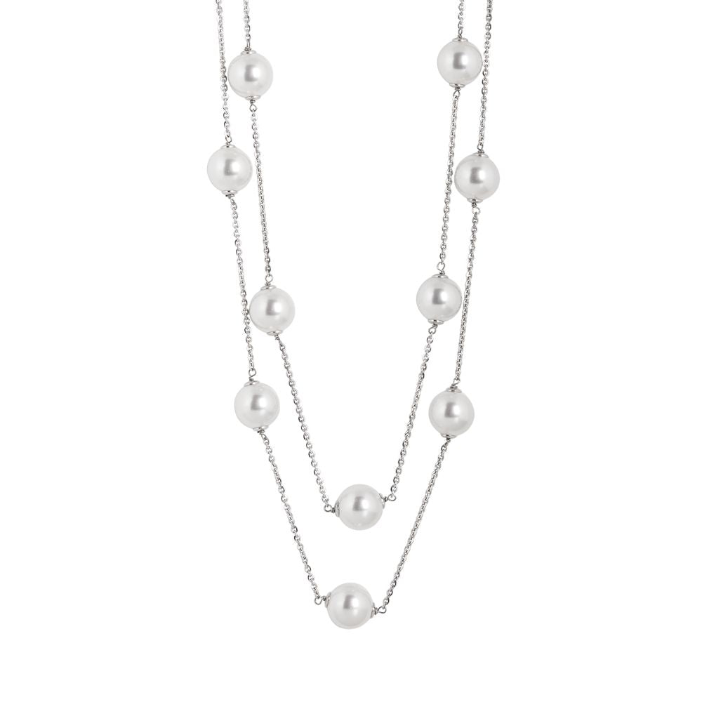 Collana due fili in argento con perle Swarovski e zirconi Default Title