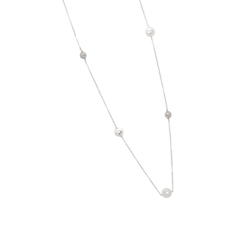 Collana in argento con perle Swarovski, sfere diamantate e zirconi Default Title