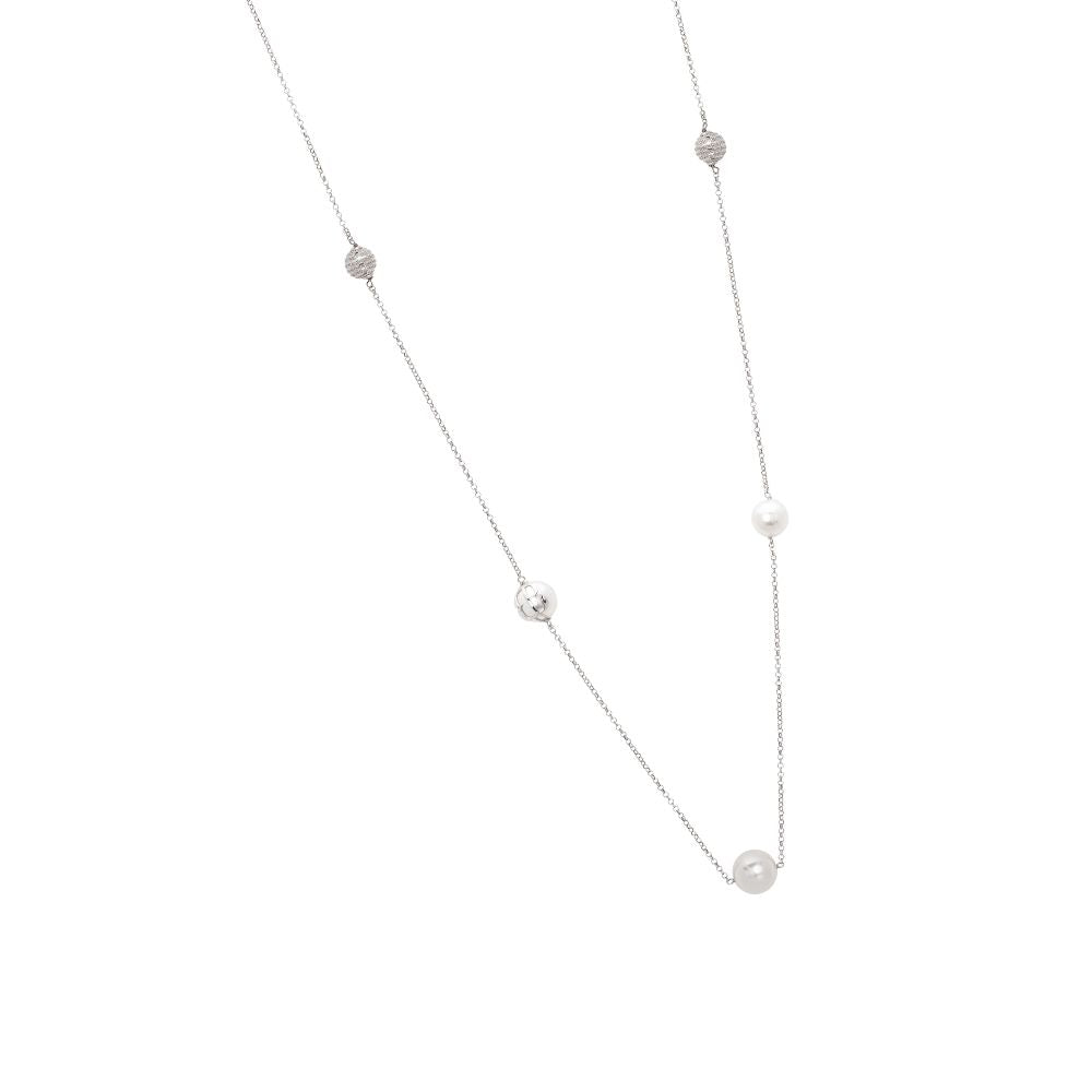 Collana rodiata con perle Swarovski, sfere diamantate e zirconi Default Title