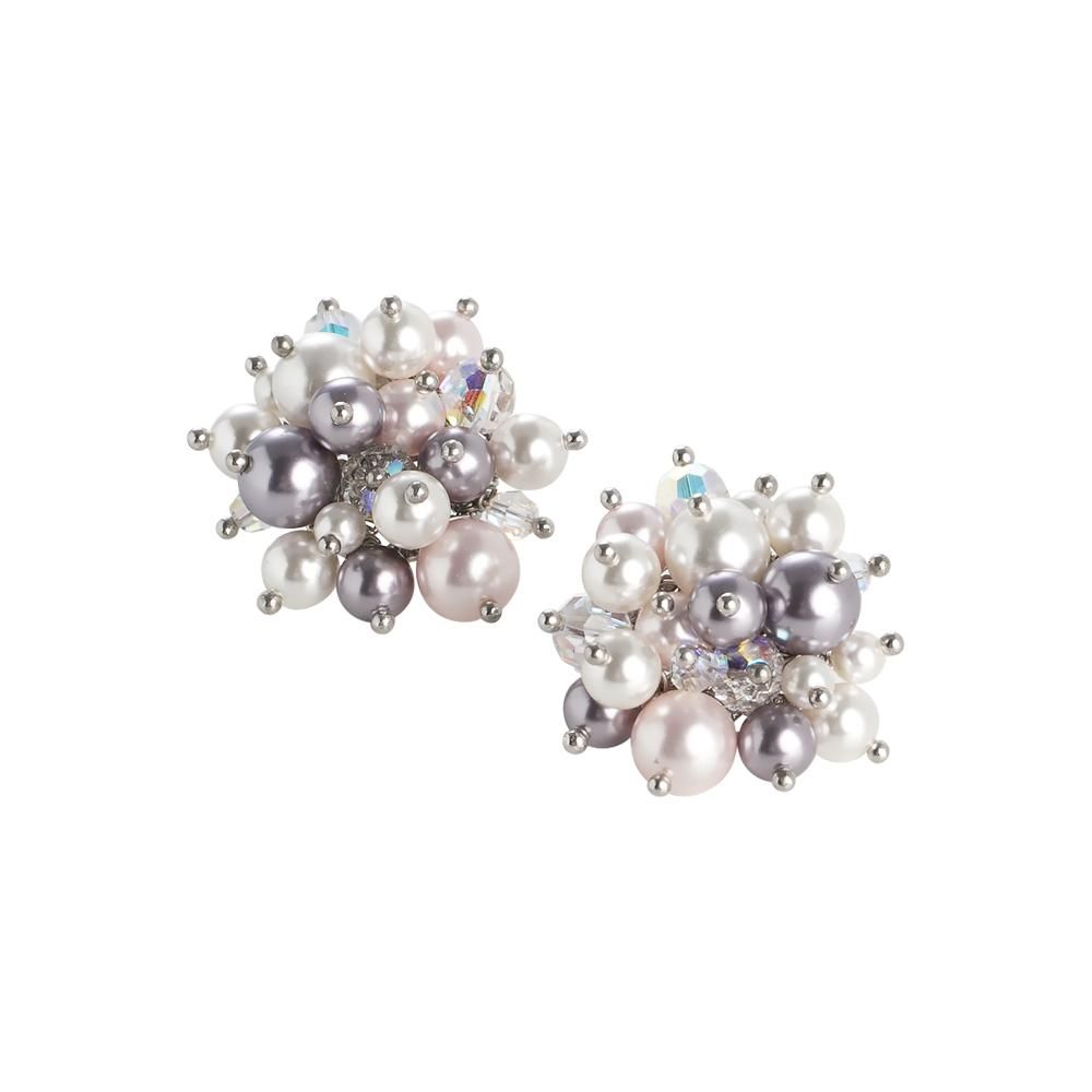 Orecchini a lobo con bouquet di cristalli e perle Swarovski dalle tonalità  lilla Default Title