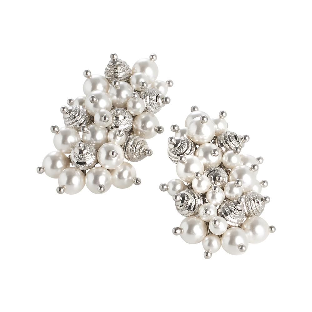 Orecchini con composizione di perle Swarovski bianche e sfere diamantate Default Title
