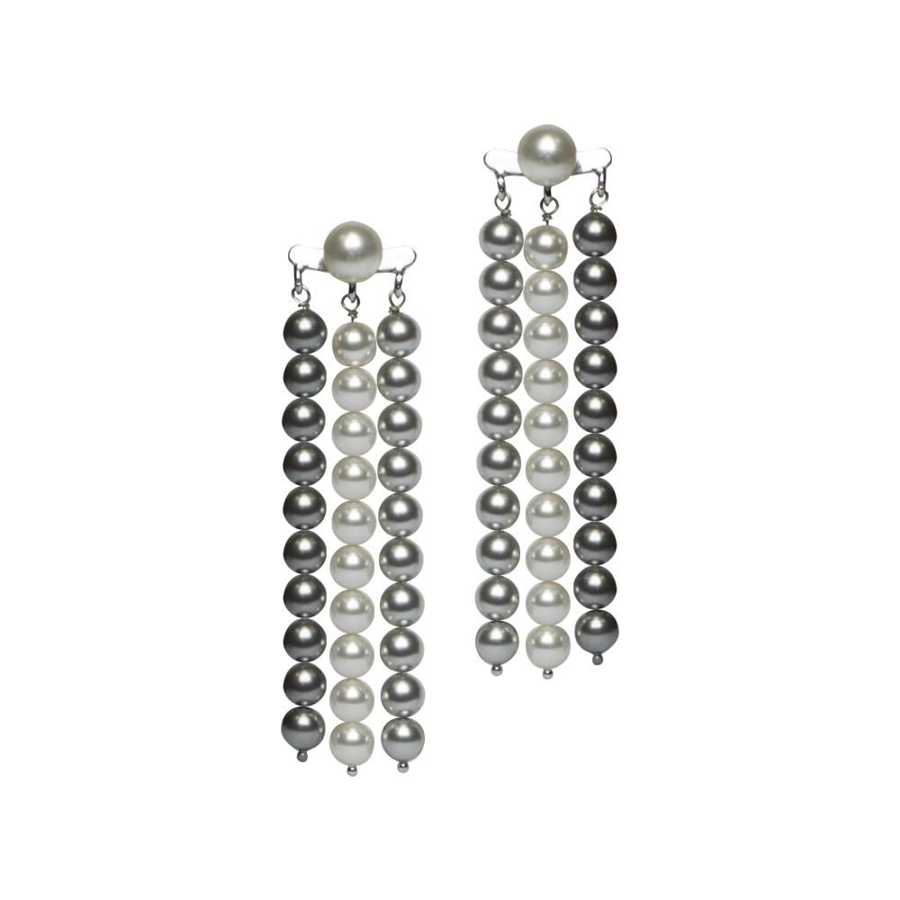Orecchini con fili di perle Swarovski grey e light grey Default Title