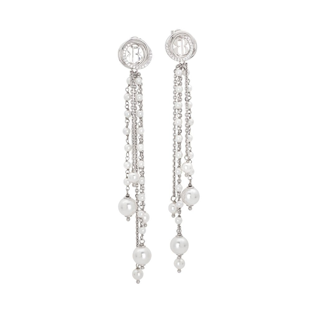 Orecchini in argento con fili di perle Swarovski pendenti Default Title