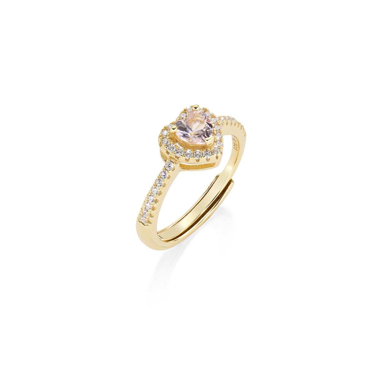 Anello Dolce Cuore Rosa Morganite Regolabile Dorato