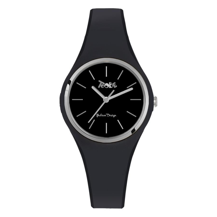 Orologio donna in silicone anallergico nero e ghiera silver Default Title