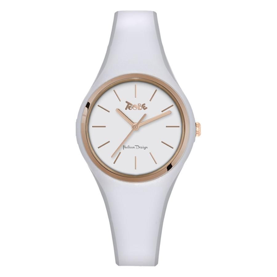 Orologio donna in silicone anallergico bianco e ghiera rosata Default Title