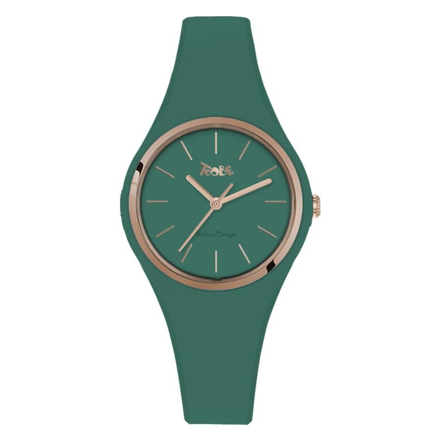 Orologio donna in silicone anallergico salvia e ghiera rosata Default Title