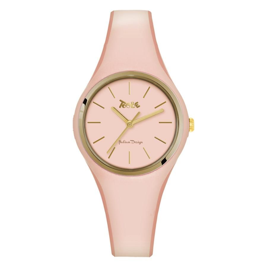 Orologio donna in silicone anallergico rosa cipria e ghiera dorata Default Title