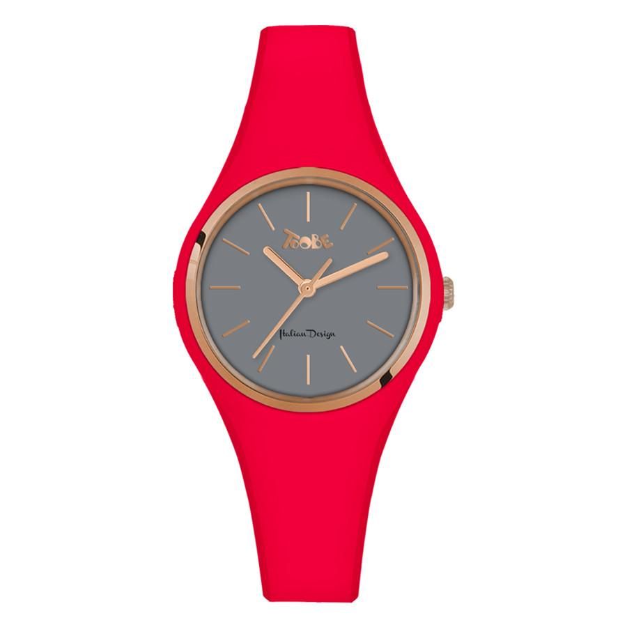 Orologio donna in silicone anallergico rosso fragola e ghiera rosata Default Title