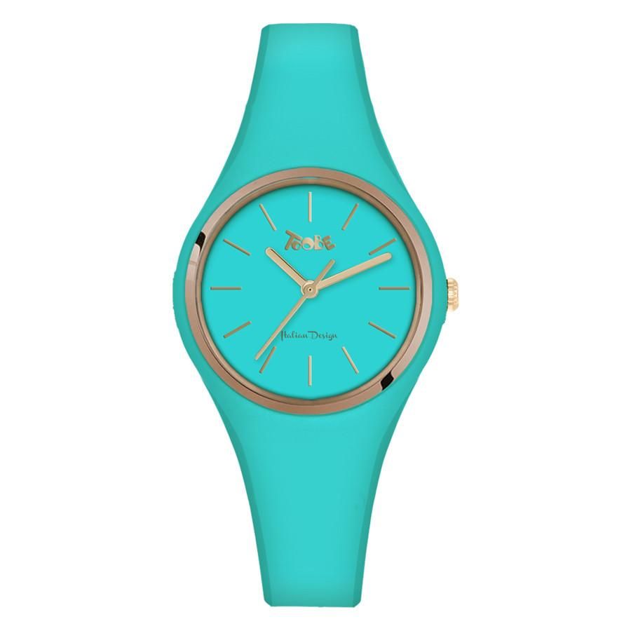 Orologio donna in silicone anallergico azzurro e ghiera dorata Default Title