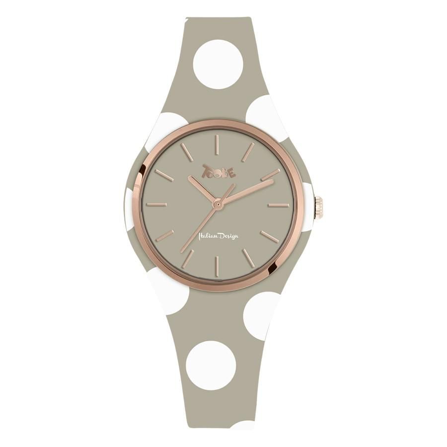 Orologio donna in silicone anallergico taupe con pois bianchi Default Title
