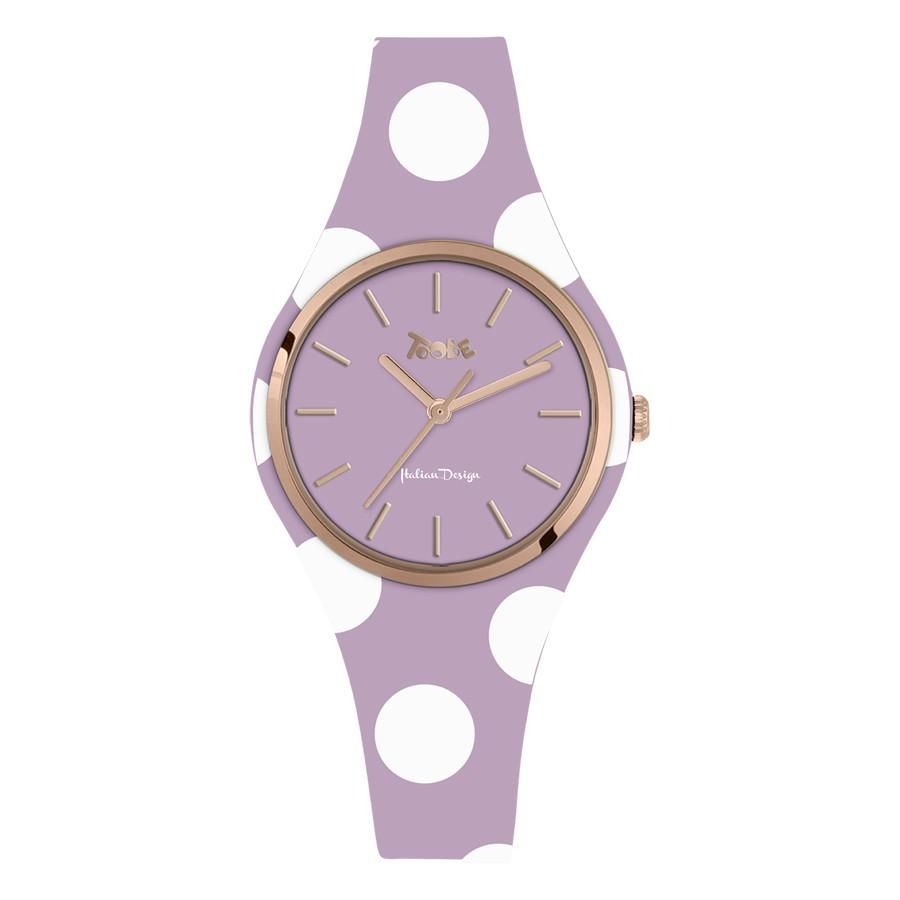 Orologio donna in silicone anallergico glicine con pois bianchi Default Title
