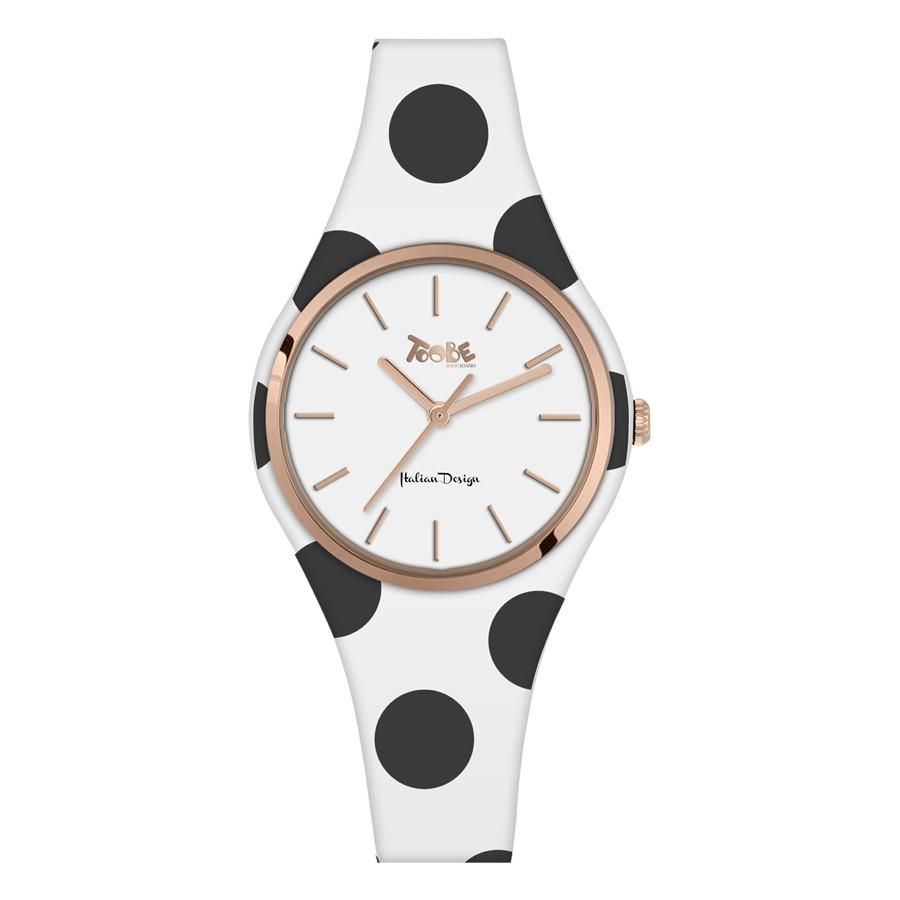 Orologio donna in silicone anallergico bianco con pois neri Default Title