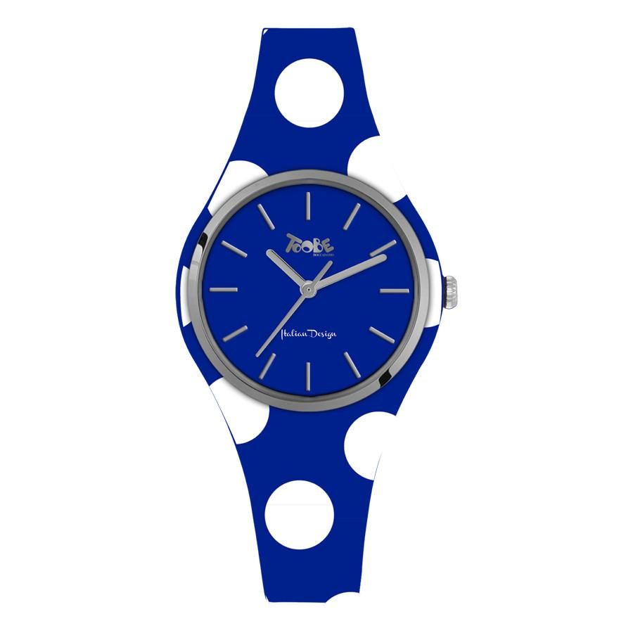 Orologio donna in silicone anallergico blu elettrico con pois bianchi Default Title