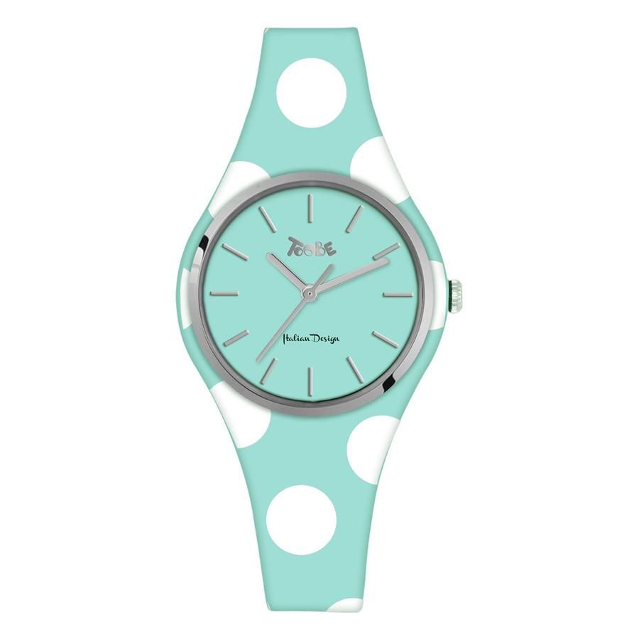 Orologio donna in silicone anallergico celeste con pois bianchi Default Title