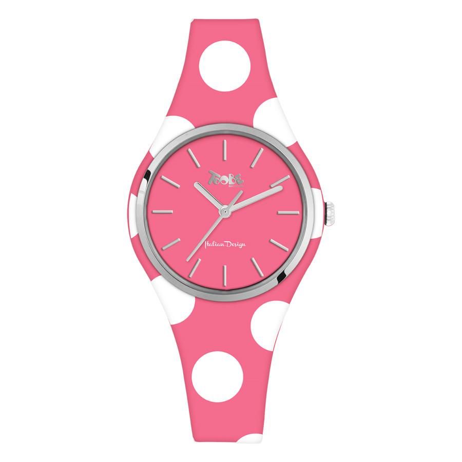 Orologio donna in silicone anallergico fucsia con pois bianchi Default Title