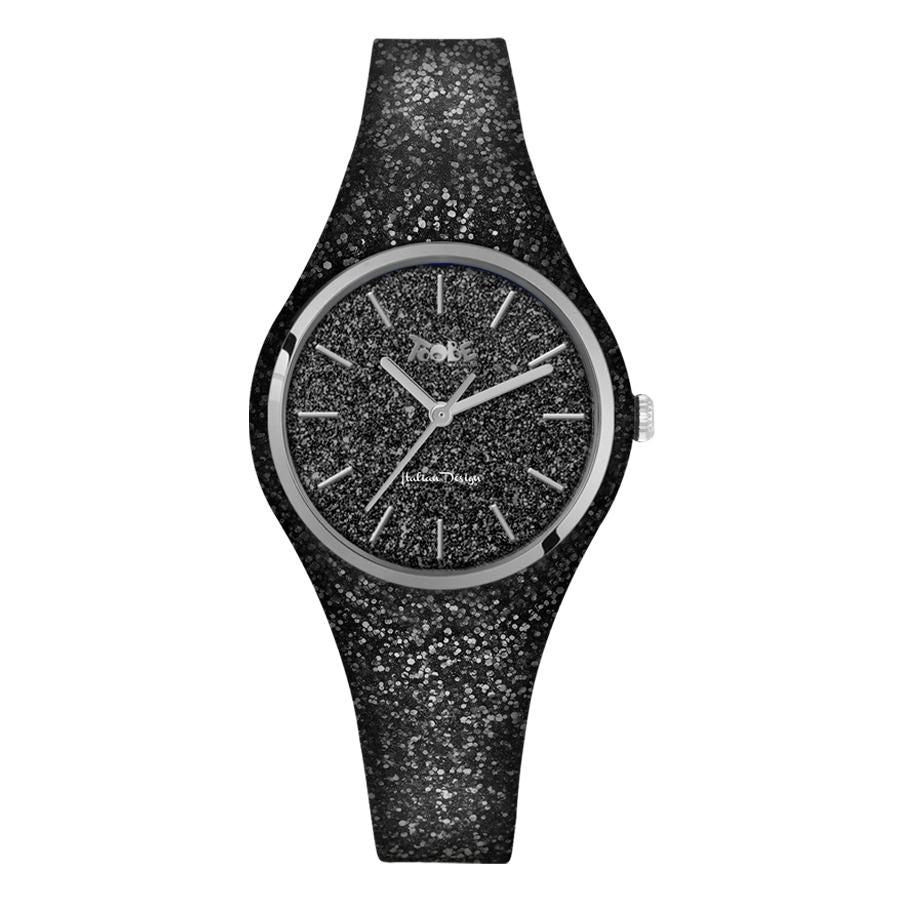 Orologio donna in silicone e quadrante glitterato nero Default Title