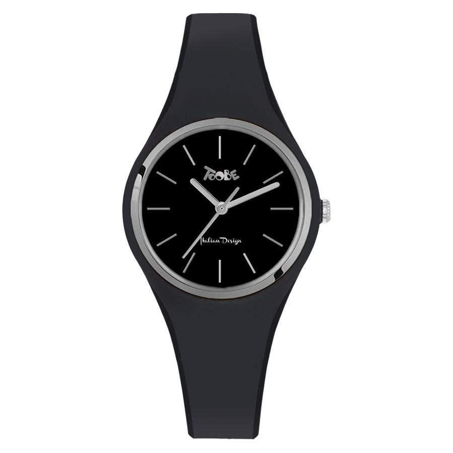 Orologio in silicone anallergico con ghiera silver e quadrante nero Default Title