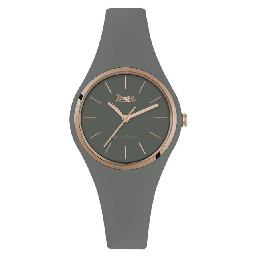 Orologio in silicone anallergico grigio con ghiera rosata Default Title