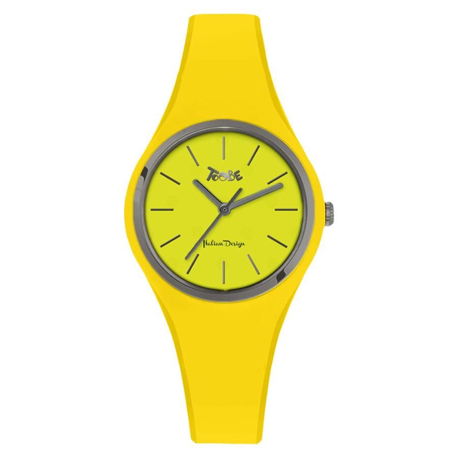 Orologio in silicone anallergico giallo con ghiera silver Default Title