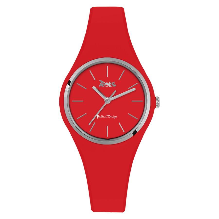 Orologio in silicone anallergico rosso con ghiera silver Default Title