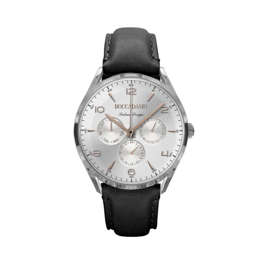Orologio vintage con cinturino in pelle e quadrante silver Default Title