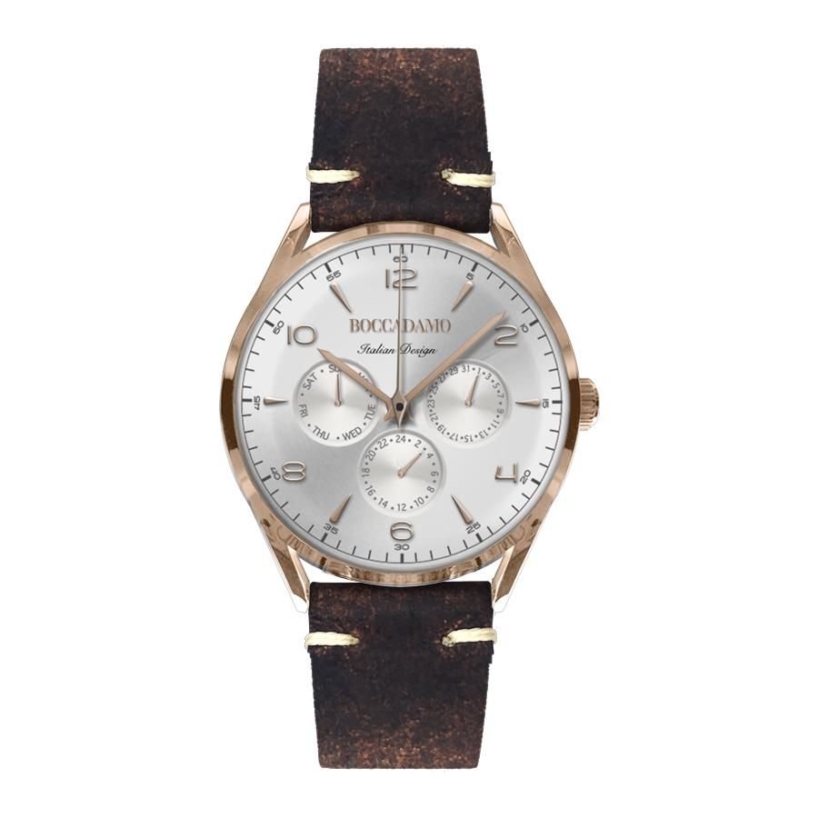 Orologio vintage con cinturino in pelle marrone effetto invecchiato Default Title