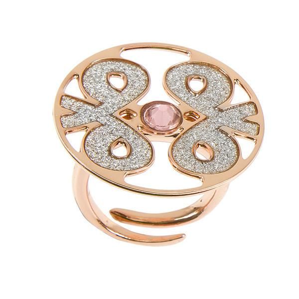 Anello placcato oro rosa con nodo tibetano e cristallo Swarovski Default Title