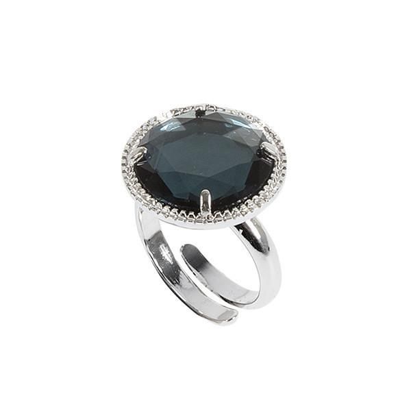 Anello regolabile con cristallo blu London Default Title