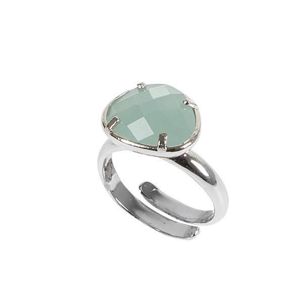 Anello regolabile con cristallo verde menta Default Title