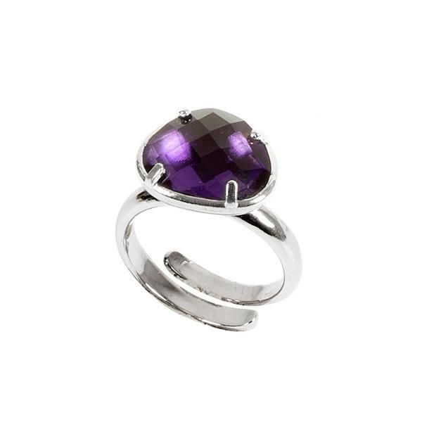 Anello regolabile con cristallo viola Default Title