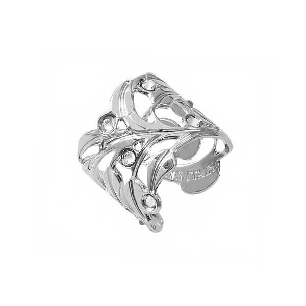 Anello rodiato con traforo ramage e Swarovski Default Title
