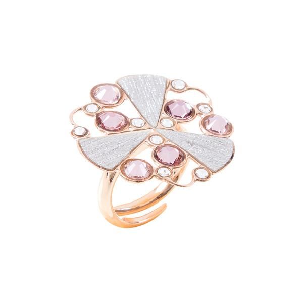 Anello rosato con decoro radiale, glitter e Swarovski Default Title