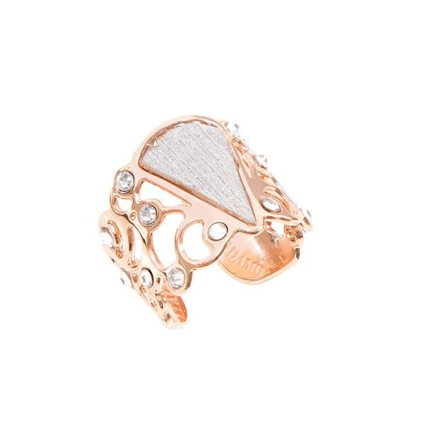 Anello rosato a fascia con inserti glitterati e Swarovski Default Title